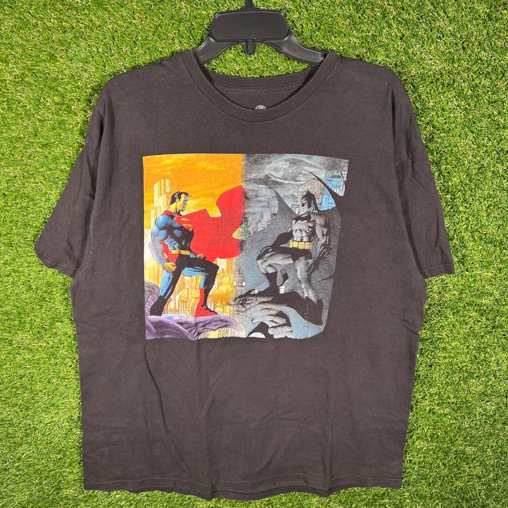 DC Comics Superman vs Batman Graphic T-Shirt Mens XL Black Cotton‎ Tee